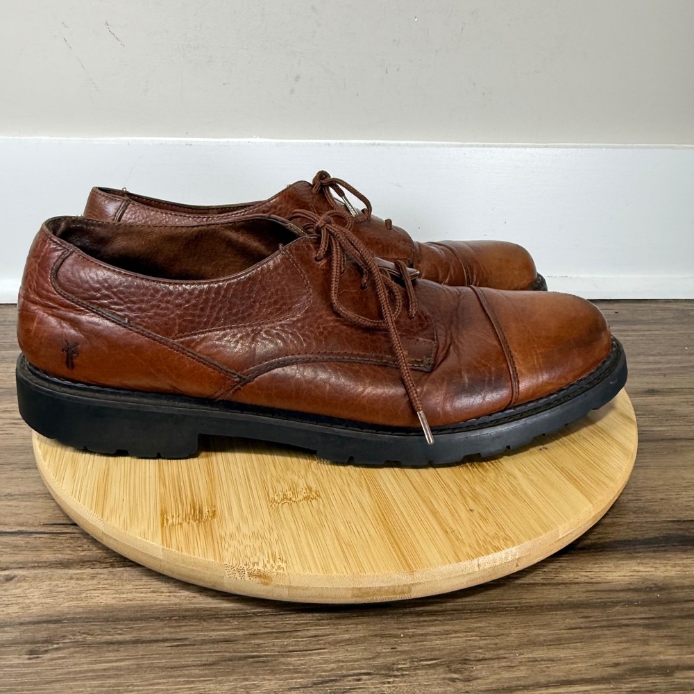 Frye Arlington Oxford Mens 12 Cognac Brown Leather Cap Toe 84700 Gorpcore Preppy